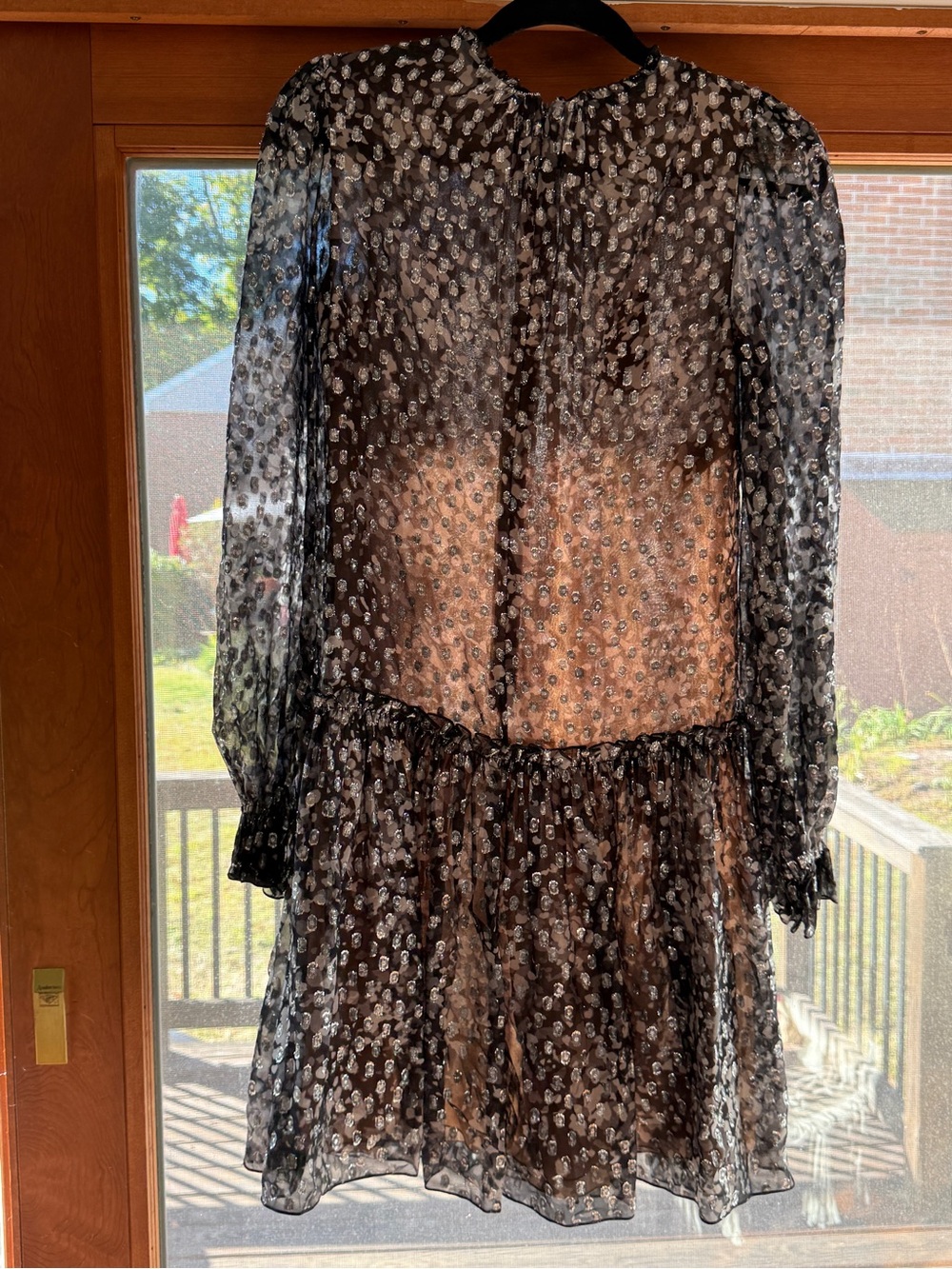 Michael Kors Black Sheer Floral Long-Sleeve Mini Dress